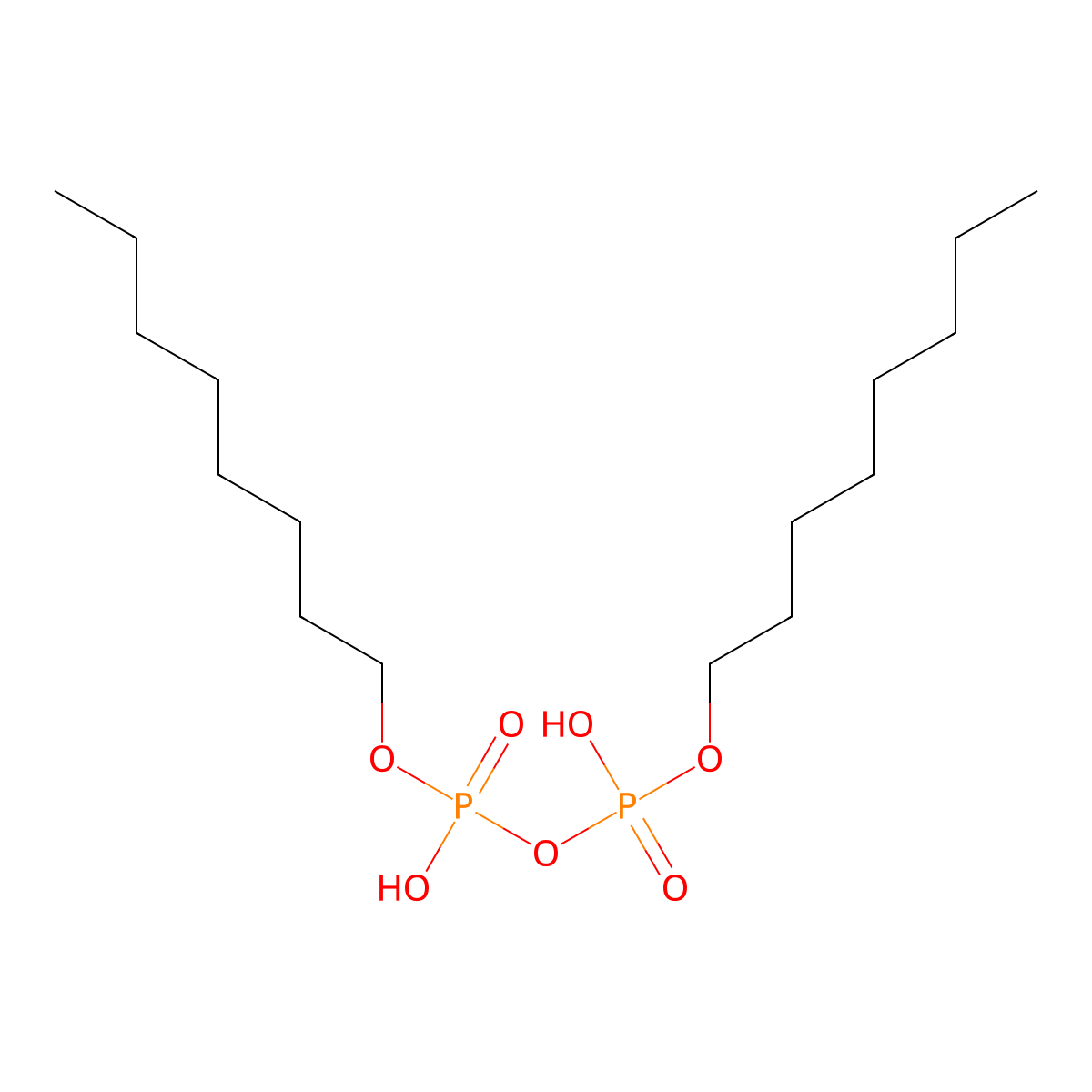 Dioctyl dihydrogen diphosphate molecular structure, CAS 1506-38-3
