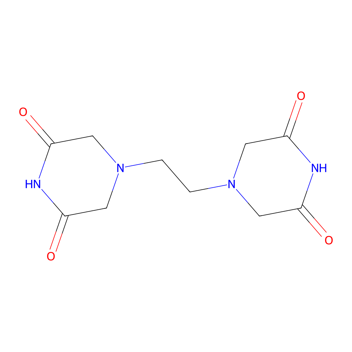 4,4'-(1,2-Ethanediyl)bis(2,6-piperazinedione) molecular structure, CAS 1506-47-4