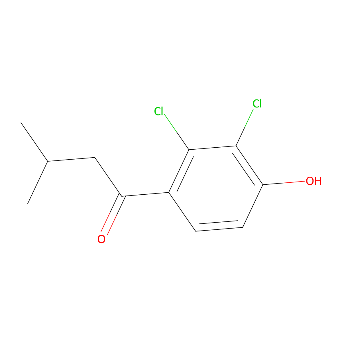 1-(2,3-Dichloro-4-hydroxyphenyl)-3-methylbutan-1-one molecular structure, CAS 1506-72-5