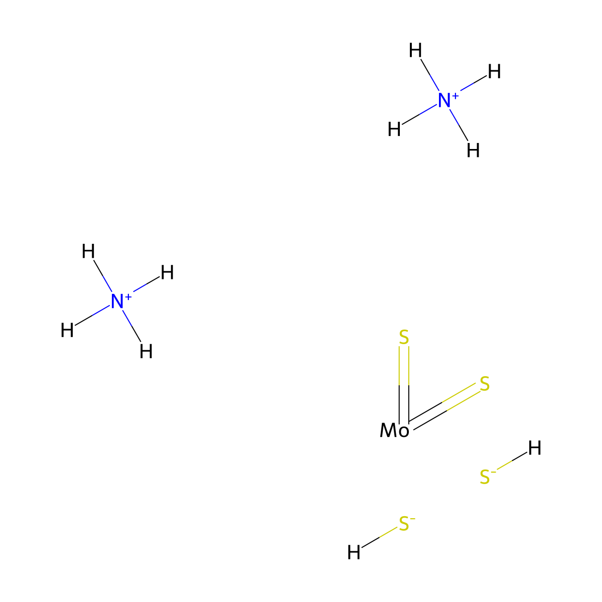 Ammonium tetrathiomolybdate , Ammonium tetrathiomolybdate(VI) molecular structure, CAS 15060-55-6