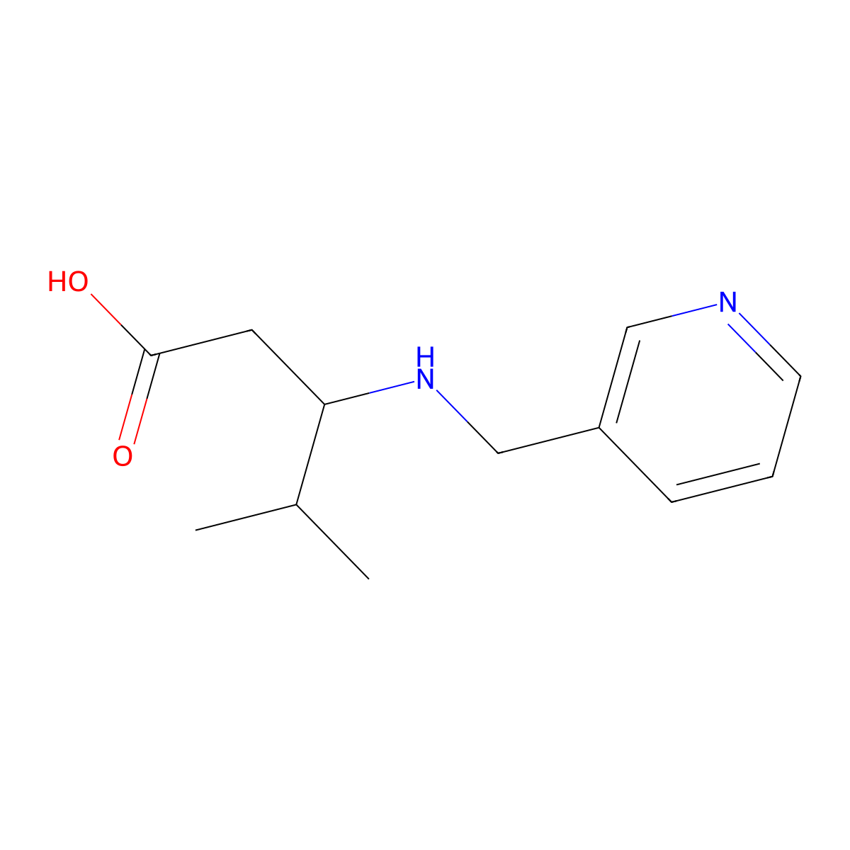 4-Methyl-3-{[(pyridin-3-yl)methyl]amino}pentanoic acid molecular structure, CAS 1506007-64-2