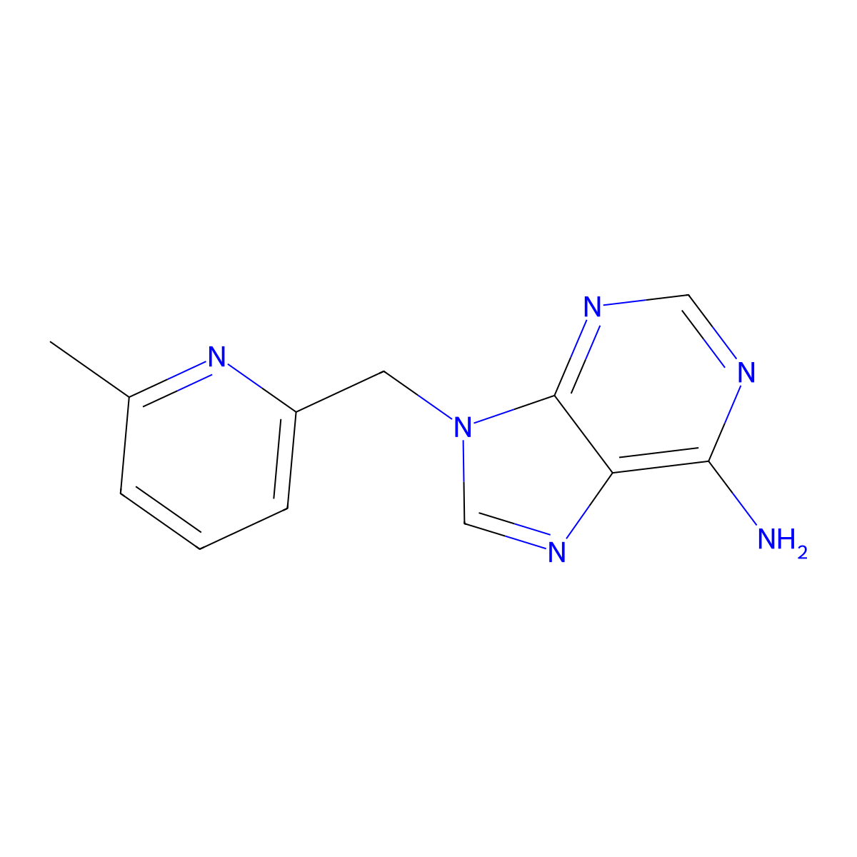 9-((6-methylpyridin-2-yl)methyl)-9H-purin-6-amine molecular structure, CAS 1506011-33-1