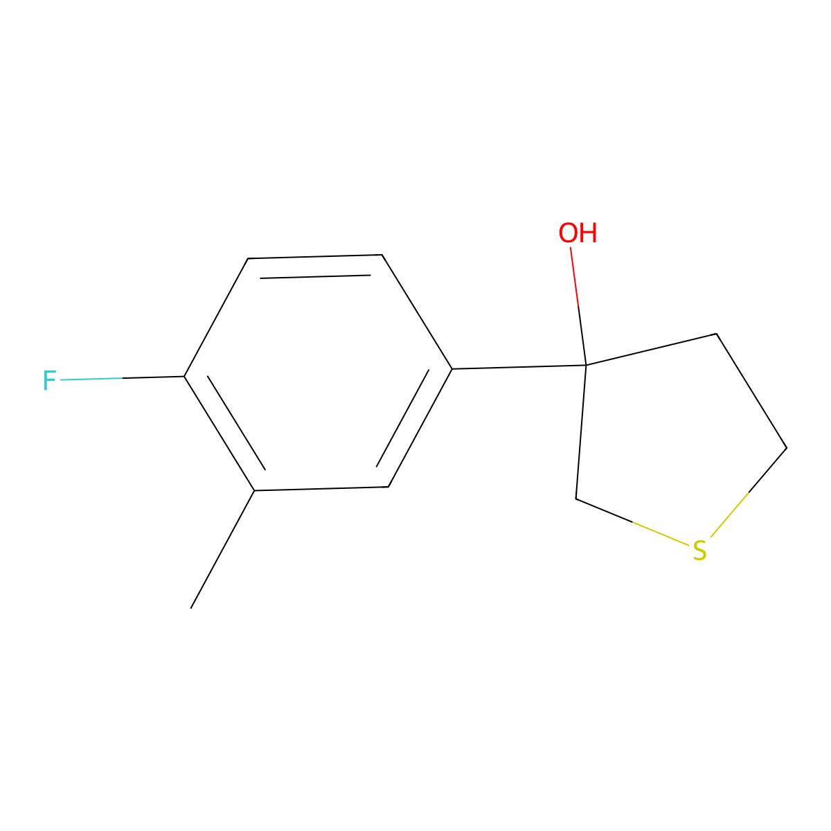 3-(4-Fluoro-3-methylphenyl)tetrahydrothiophene-3-ol molecular structure, CAS 1506012-02-7
