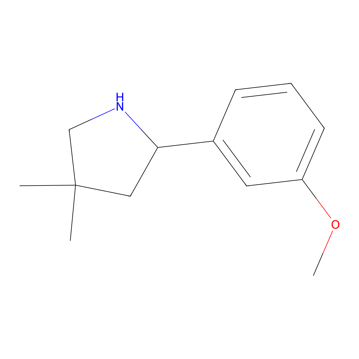 2-(3-Methoxyphenyl)-4,4-dimethylpyrrolidine molecular structure, CAS 1506035-44-4