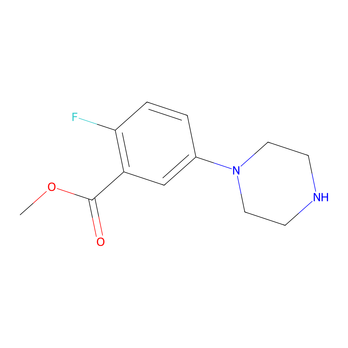 Methyl 2-fluoro-5-(piperazin-1-yl)benzoate molecular structure, CAS 1506042-06-3