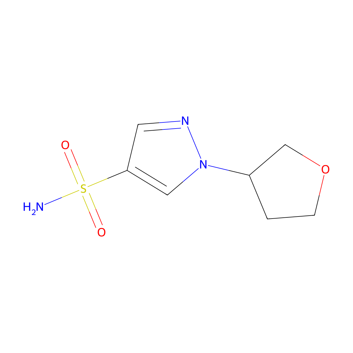 1-(oxolan-3-yl)-1H-pyrazole-4-sulfonamide molecular structure, CAS 1506056-29-6