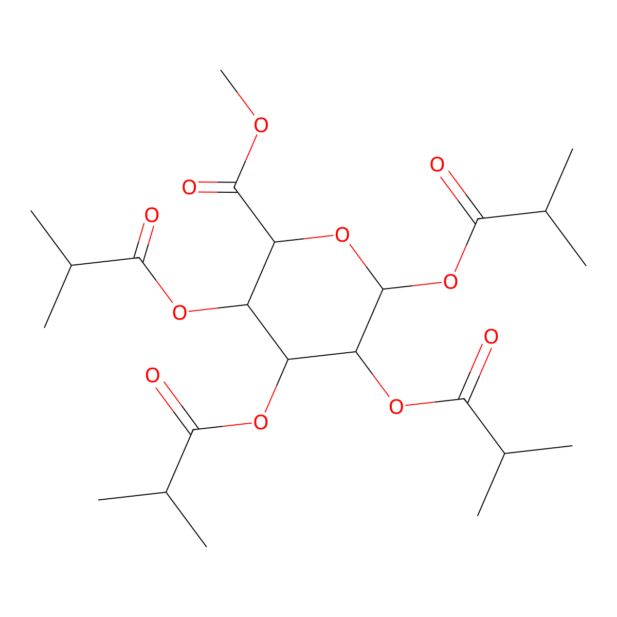 (2S,3R,4S,5S,6S)-6-(Methoxycarbonyl)tetrahydro-2H-pyran-2,3,4,5-tetrayl tetrakis(2-methylpropanoate) molecular structure, CAS 150607-94-6