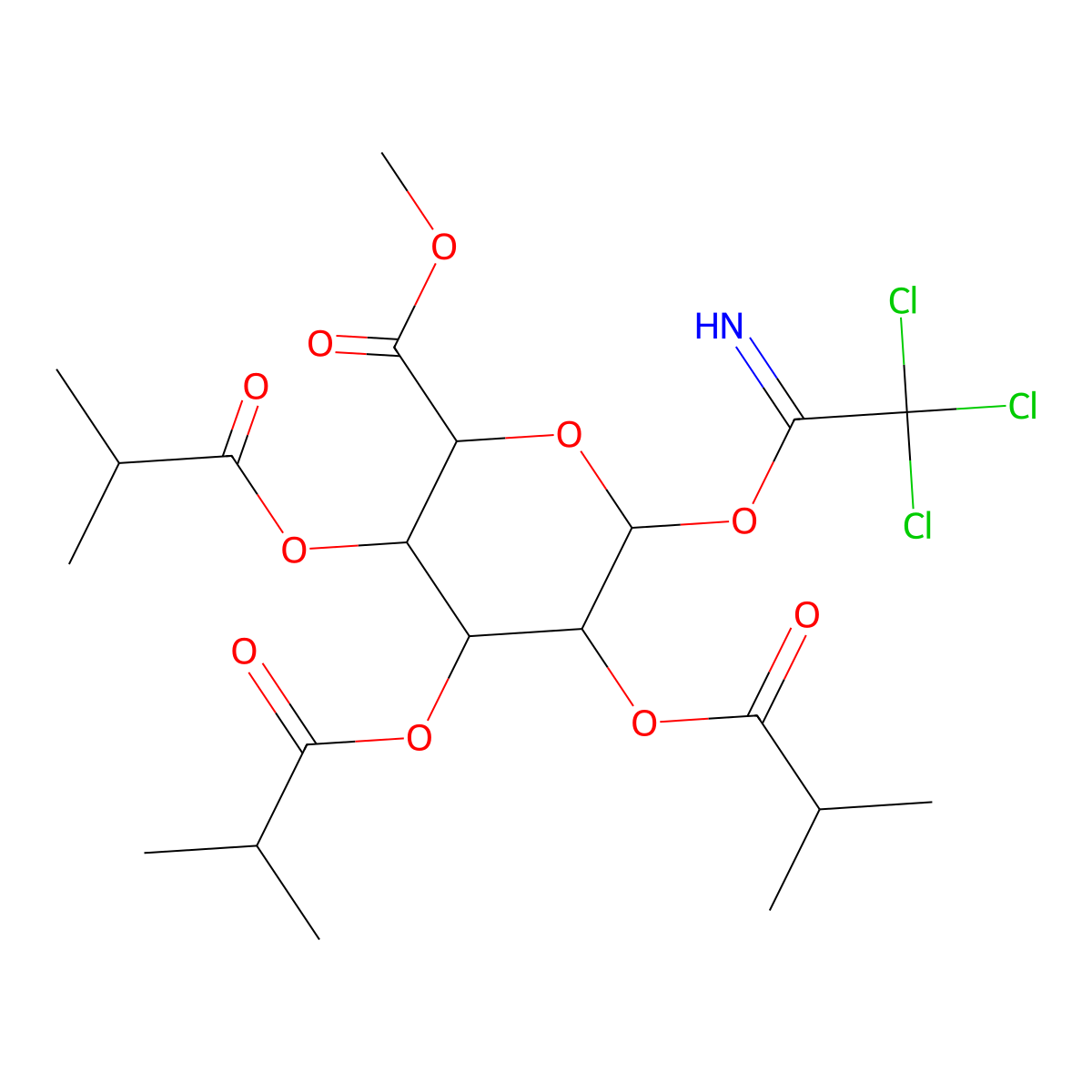2,3,4-Tri-O-isobutyryl-1-O-trichloroacetimidoyl-alpha-D-glucopyranuronic acid methyl ester molecular structure, CAS 150607-96-8