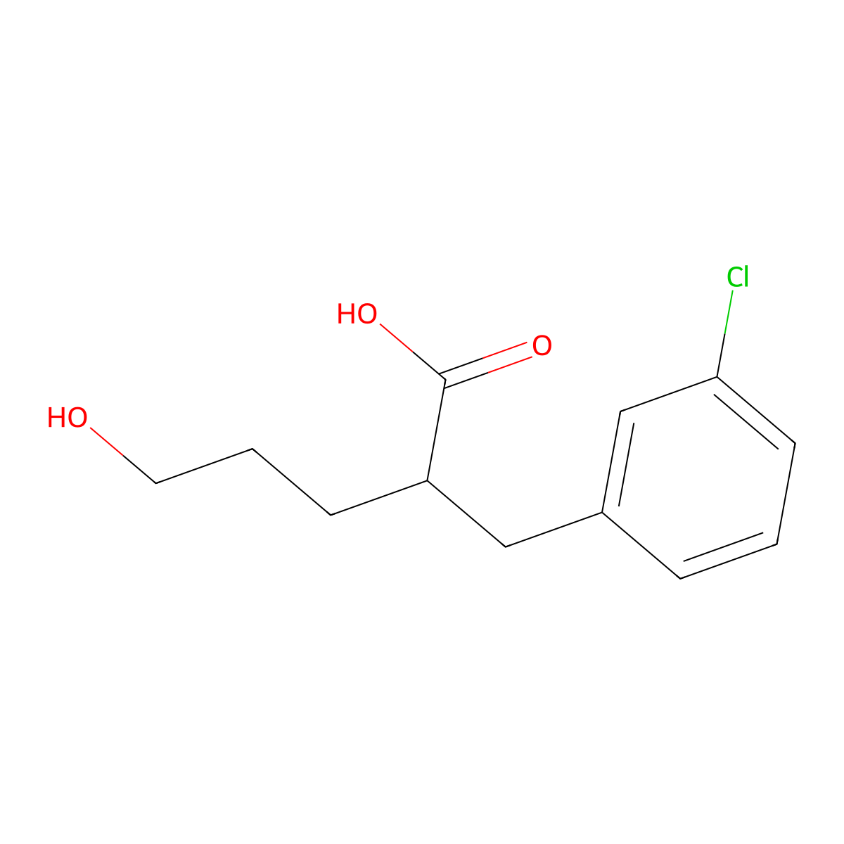 2-[(3-Chlorophenyl)methyl]-5-hydroxypentanoic acid molecular structure, CAS 1506082-63-8