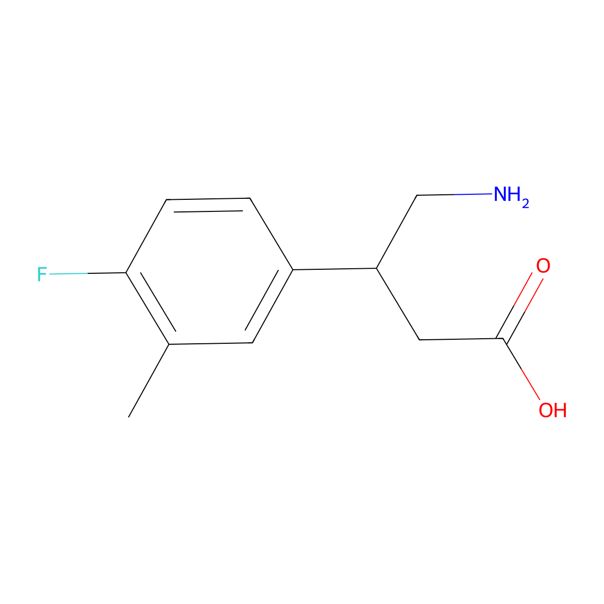 4-Amino-3-(4-fluoro-3-methylphenyl)butanoic acid molecular structure, CAS 1506109-92-7