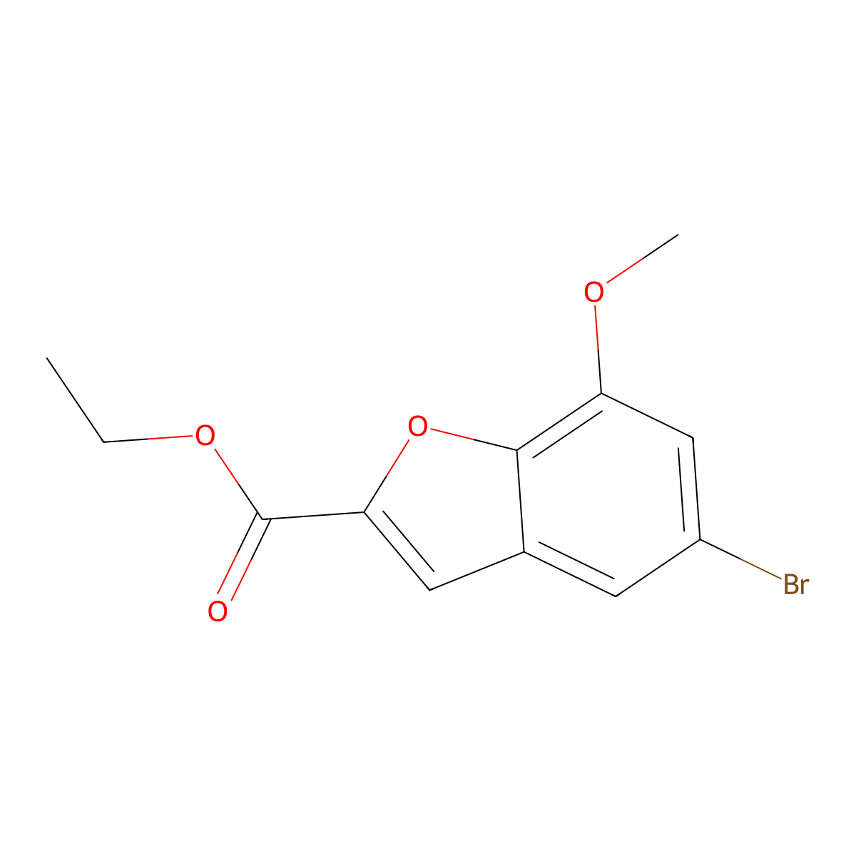 Ethyl 5-bromo-7-methoxy-1-benzofuran-2-carboxylate molecular structure, CAS 150612-67-2