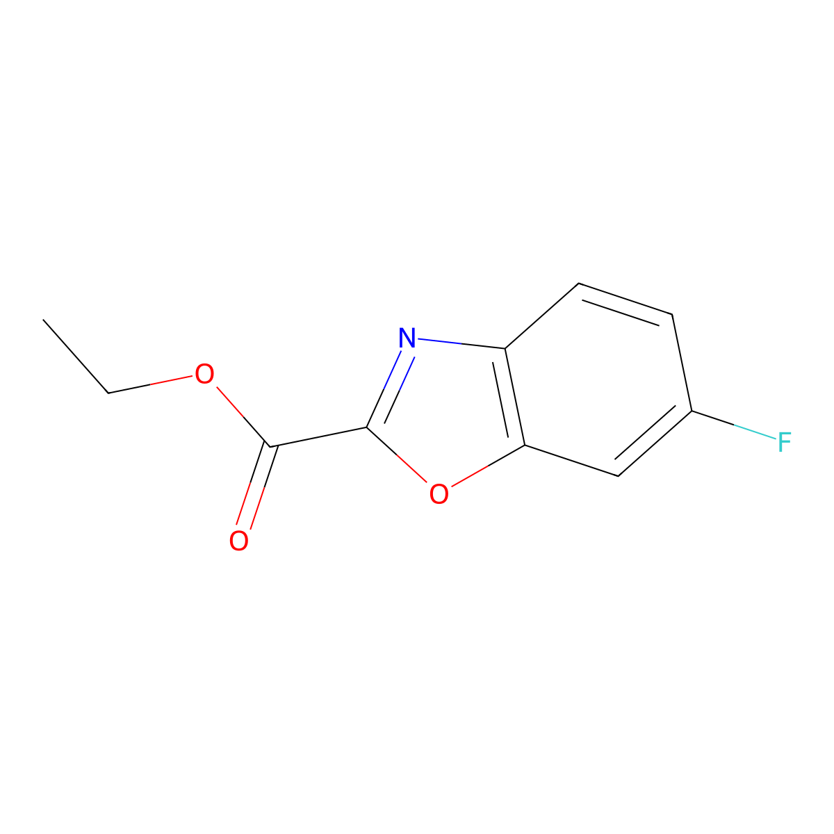 Ethyl 6-fluoro-1,3-benzoxazole-2-carboxylate molecular structure, CAS 1506139-24-7