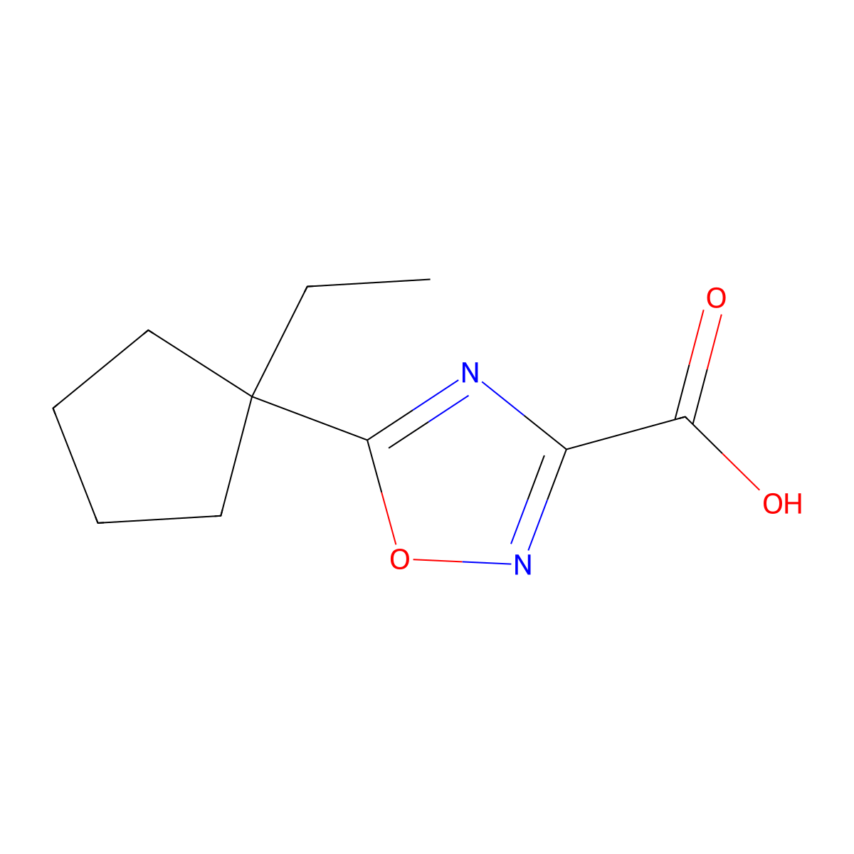 5-(1-Ethylcyclopentyl)-1,2,4-oxadiazole-3-carboxylic acid molecular structure, CAS 1506142-11-5