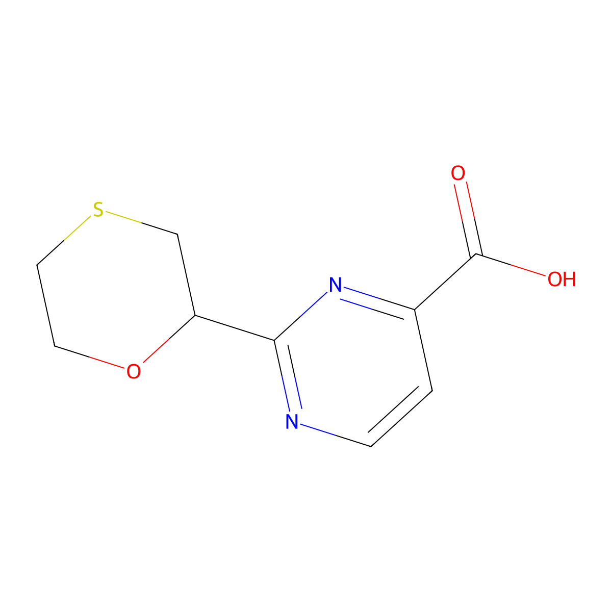 2-(1,4-Oxathian-2-yl)pyrimidine-4-carboxylic acid molecular structure, CAS 1506148-28-2