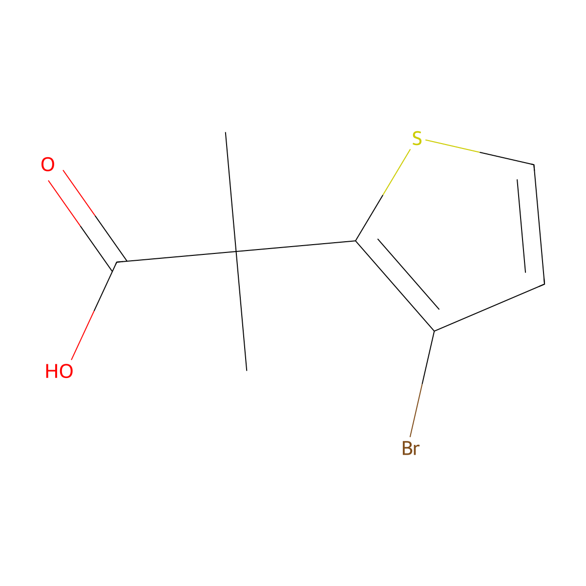 2-(3-Bromothiophen-2-yl)-2-methylpropanoic acid molecular structure, CAS 1506157-40-9