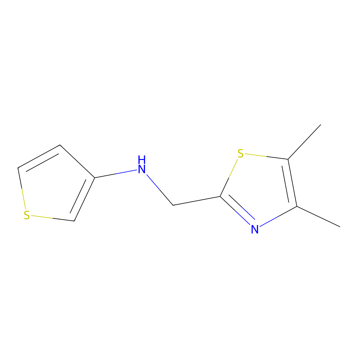 N-[(Dimethyl-1,3-thiazol-2-YL)methyl]thiophen-3-amine molecular structure, CAS 1506165-56-5