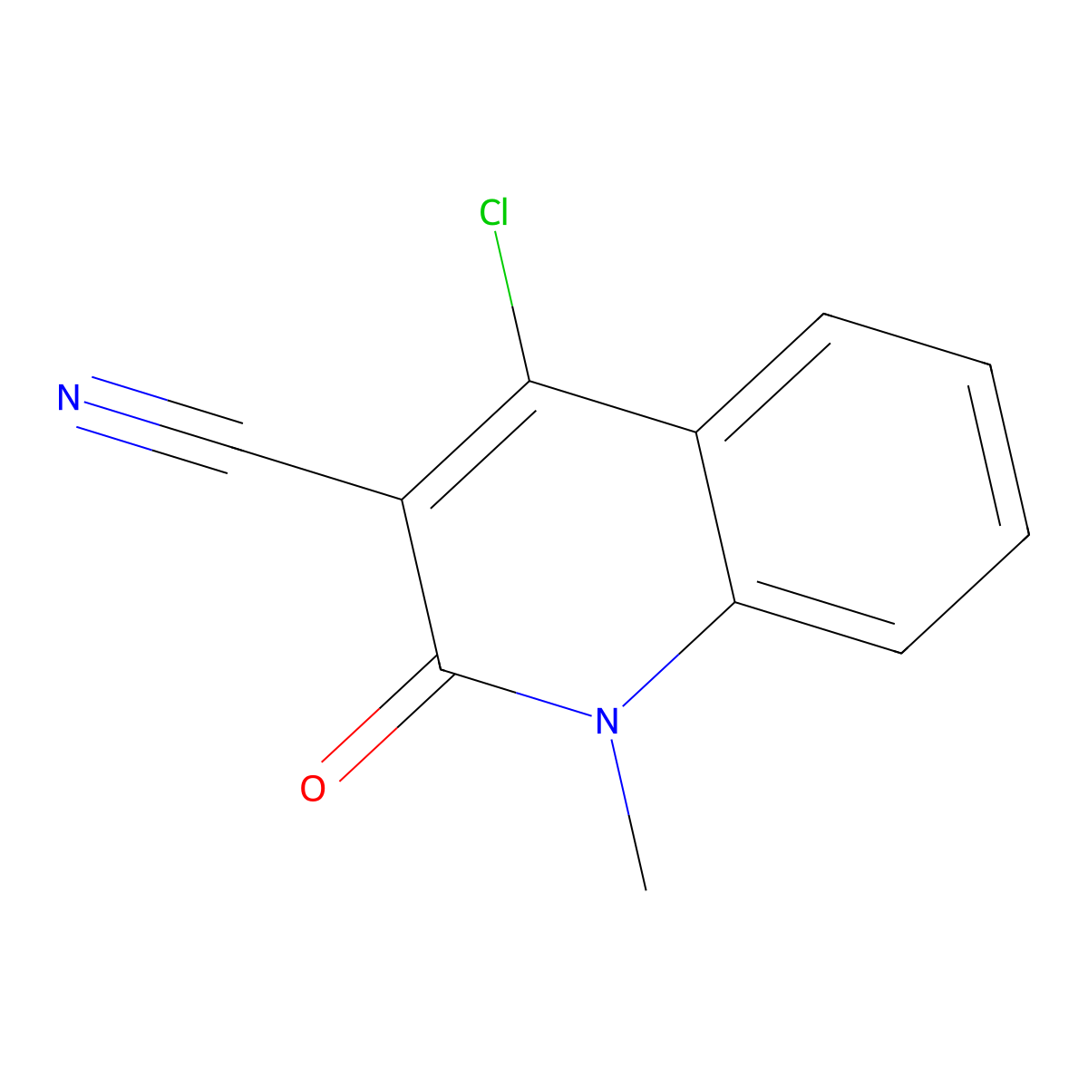 4-Chloro-1-methyl-2-oxo-1,2-dihydroquinoline-3-carbonitrile molecular structure, CAS 150617-68-8