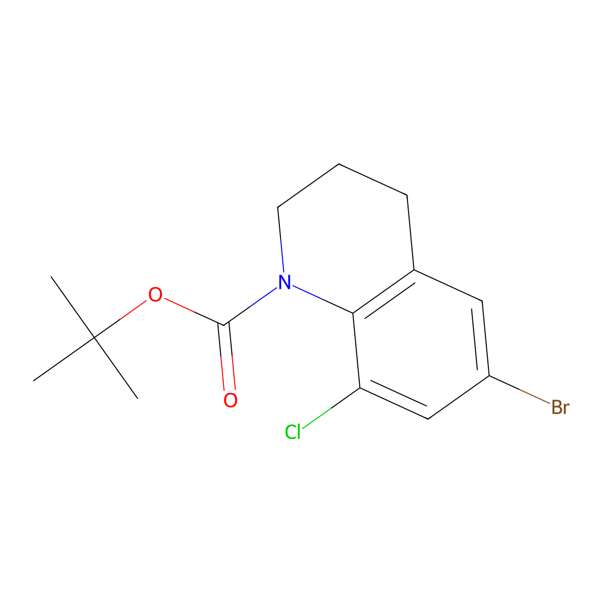 Tert-butyl 6-bromo-8-chloro-1,2,3,4-tetrahydroquinoline-1-carboxylate molecular structure, CAS 1506180-09-1