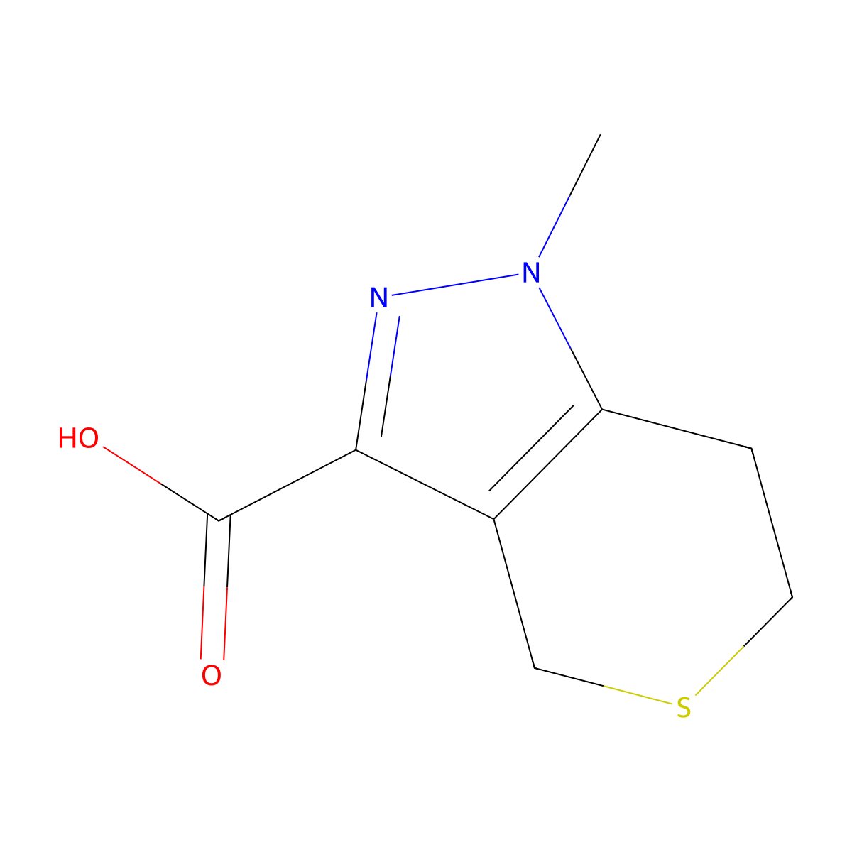 1,4,6,7-Tetrahydro-1-methylthiopyrano[4,3-c]pyrazole-3-carboxylic acid molecular structure, CAS 1506194-08-6