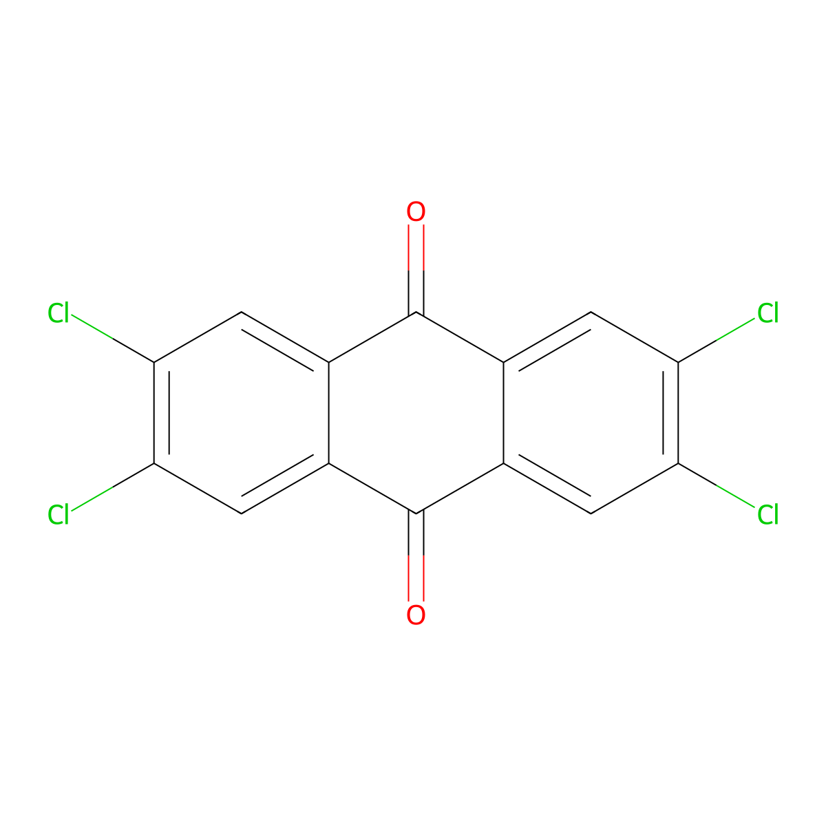 9,10-Anthracenedione, 2,3,6,7-tetrachloro- molecular structure, CAS 15062-66-5