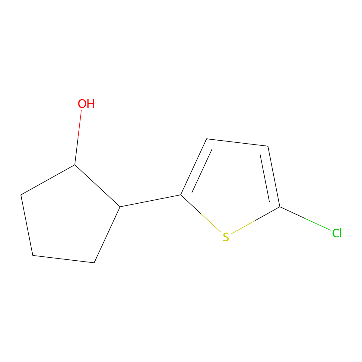 2-(5-Chlorothiophen-2-yl)cyclopentan-1-ol molecular structure, CAS 1506223-81-9