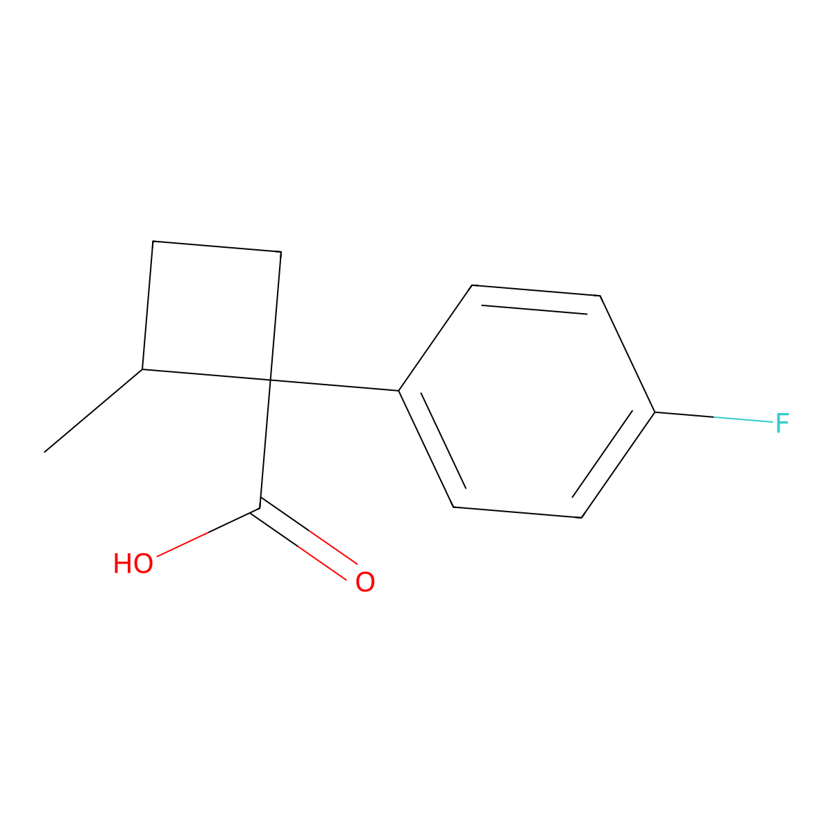 1-(4-Fluorophenyl)-2-methylcyclobutane-1-carboxylic acid molecular structure, CAS 1506242-55-2