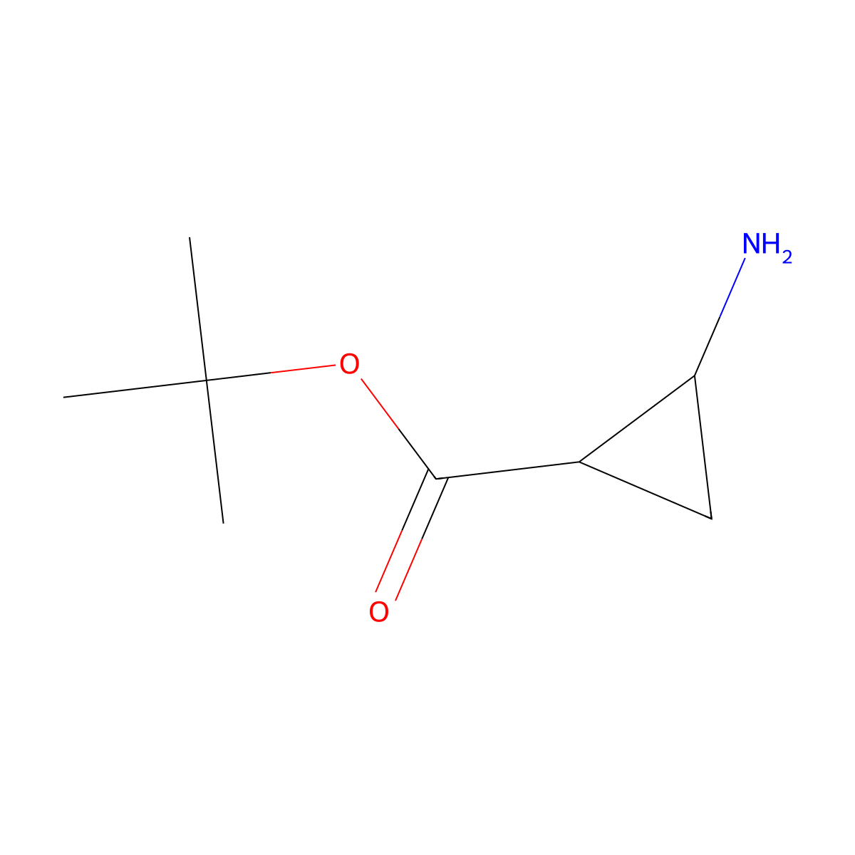 rac-tert-butyl (1R,2S)-2-aminocyclopropane-1-carboxylate molecular structure, CAS 150626-49-6