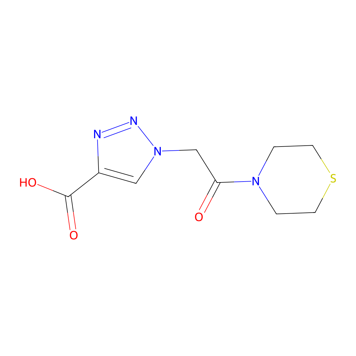 1-(2-oxo-2-thiomorpholinoethyl)-1H-1,2,3-triazole-4-carboxylic acid molecular structure, CAS 1506260-38-3