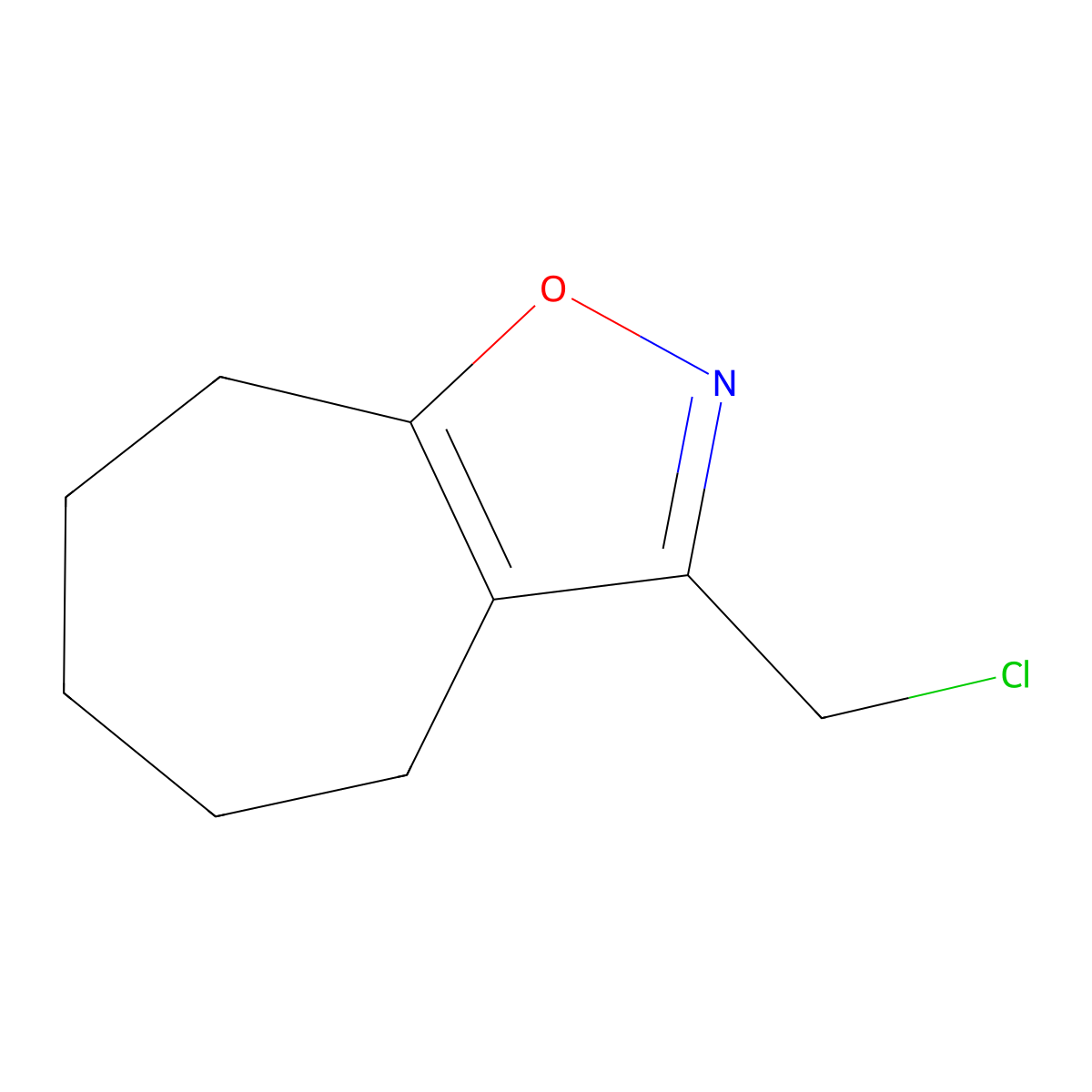 3-(chloromethyl)-5,6,7,8-tetrahydro-4H-cyclohepta[d][1,2]oxazole molecular structure, CAS 1506281-27-1
