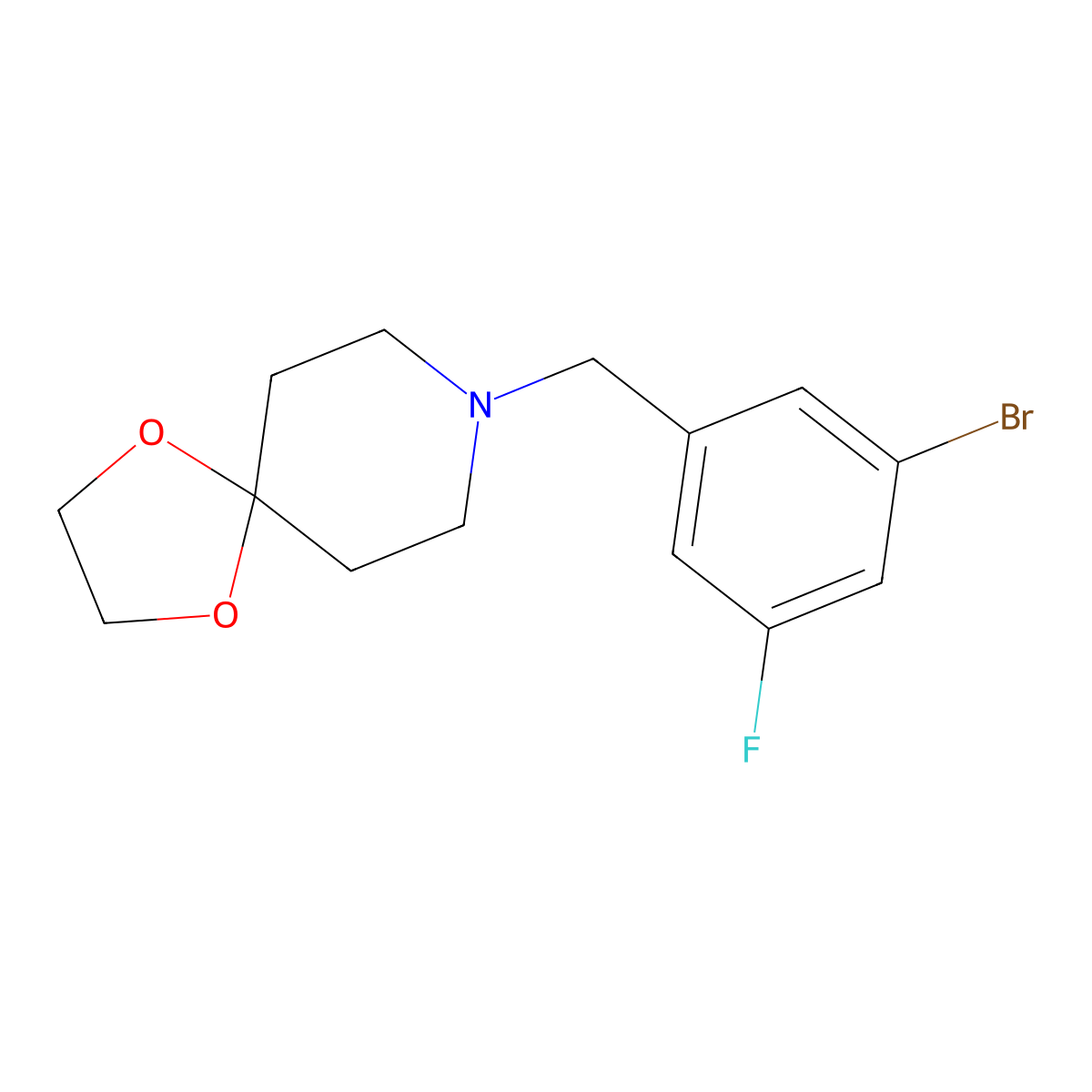 8-(3-Bromo-5-fluorobenzyl)-1,4-dioxa-8-azaspiro[4.5]decane molecular structure, CAS 1506296-07-6