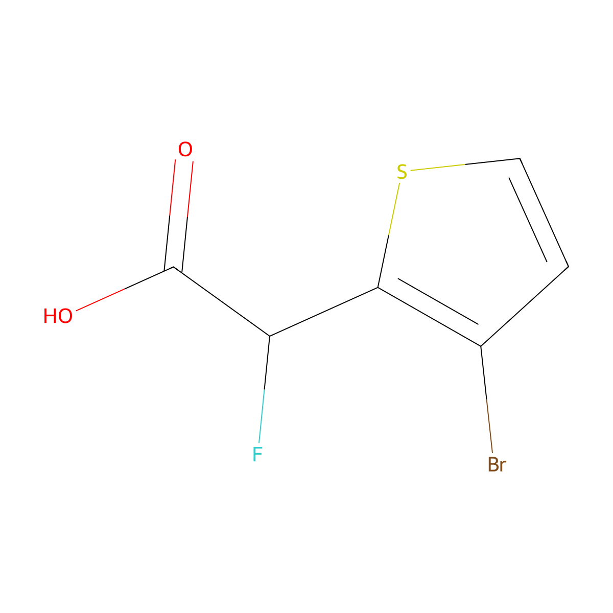 2-(3-Bromothiophen-2-yl)-2-fluoroacetic acid molecular structure, CAS 1506317-70-9