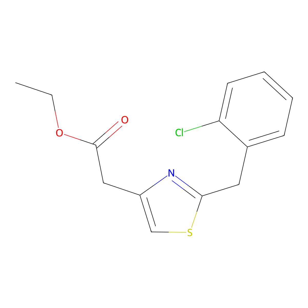 Ethyl 2-(2-(2-chlorobenzyl)thiazol-4-yl)acetate molecular structure, CAS 1506319-63-6