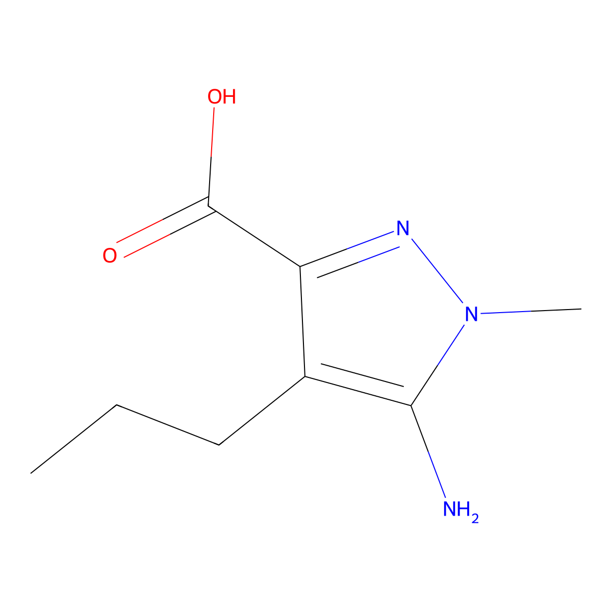 5-Amino-1-methyl-4-propyl-1H-pyrazole-3-carboxylic acid molecular structure, CAS 1506323-29-0