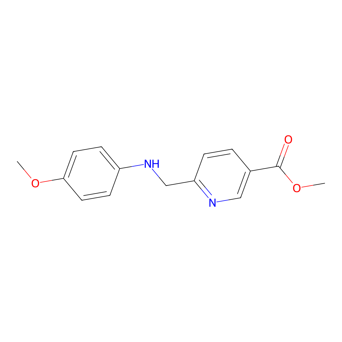 Methyl 6-[[(4-methoxyphenyl)amino]methyl]-3-pyridinecarboxylate molecular structure, CAS 1506323-76-7