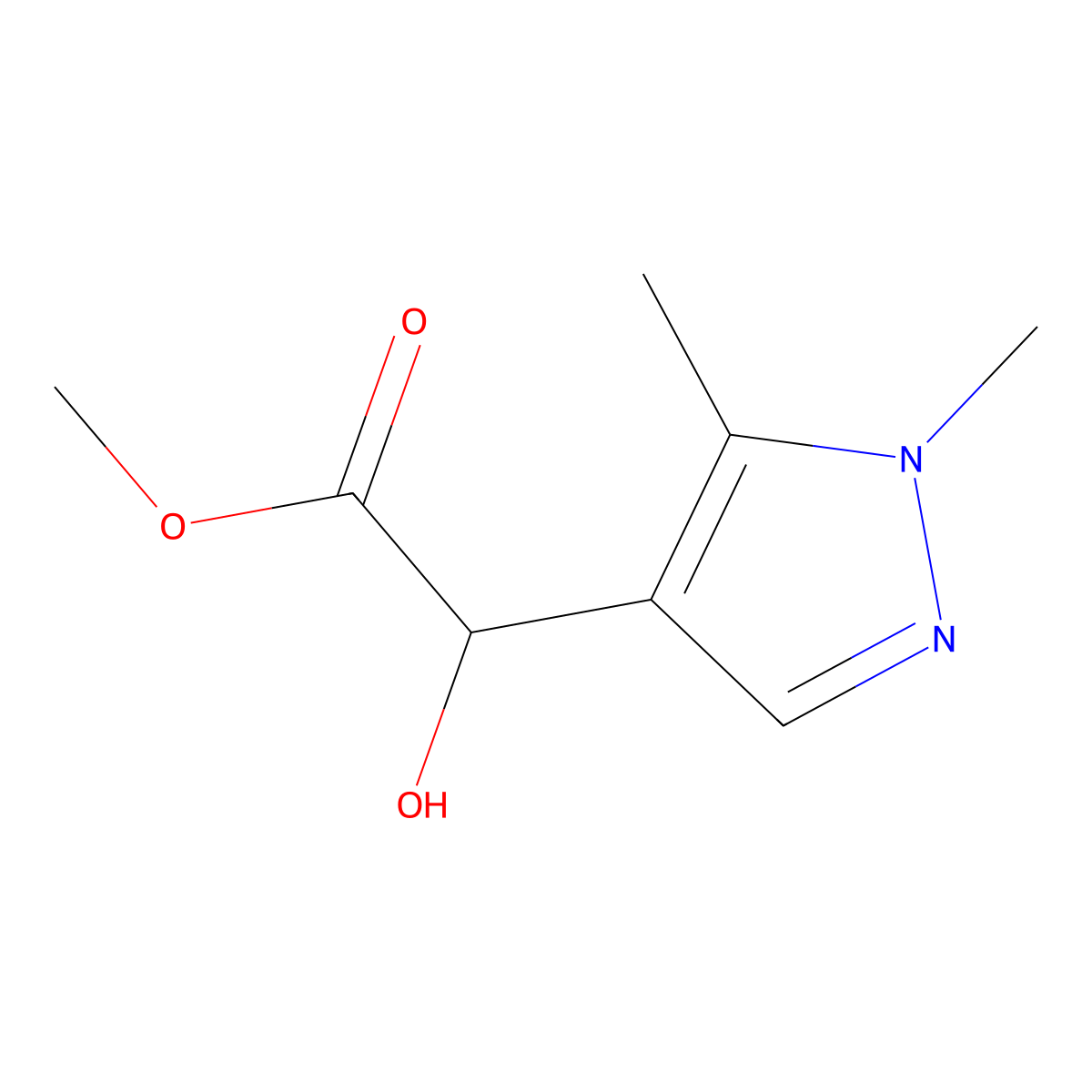 methyl 2-(1,5-dimethyl-1H-pyrazol-4-yl)-2-hydroxyacetate molecular structure, CAS 1506330-43-3