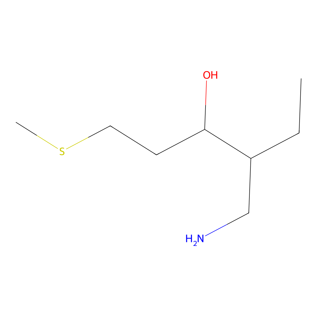 4-(Aminomethyl)-1-(methylthio)hexan-3-ol molecular structure, CAS 1506332-37-1