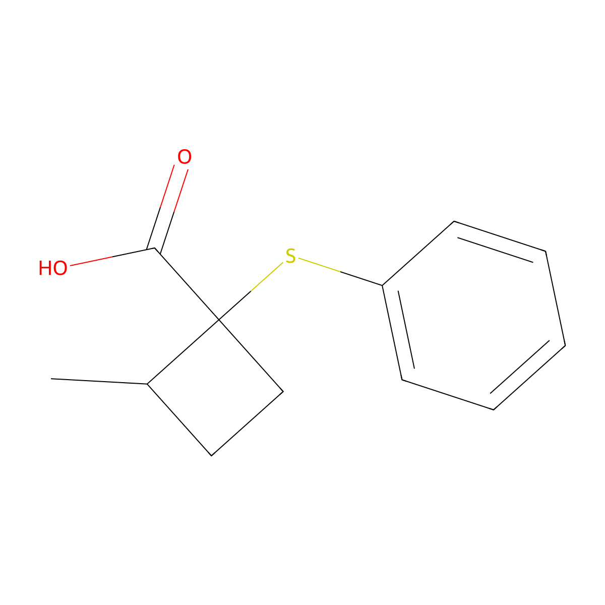 2-Methyl-1-(phenylsulfanyl)cyclobutane-1-carboxylic acid molecular structure, CAS 1506333-69-2