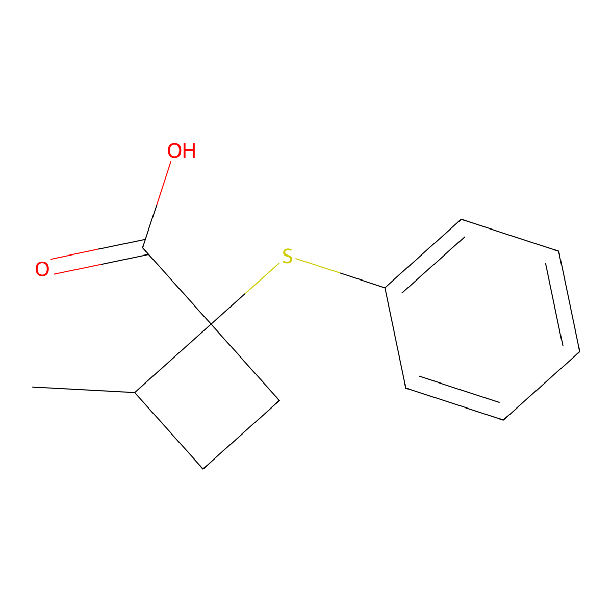2-Methyl-1-(phenylsulfanyl)cyclobutane-1-carboxylic acid molecular structure, CAS 1506333-69-2