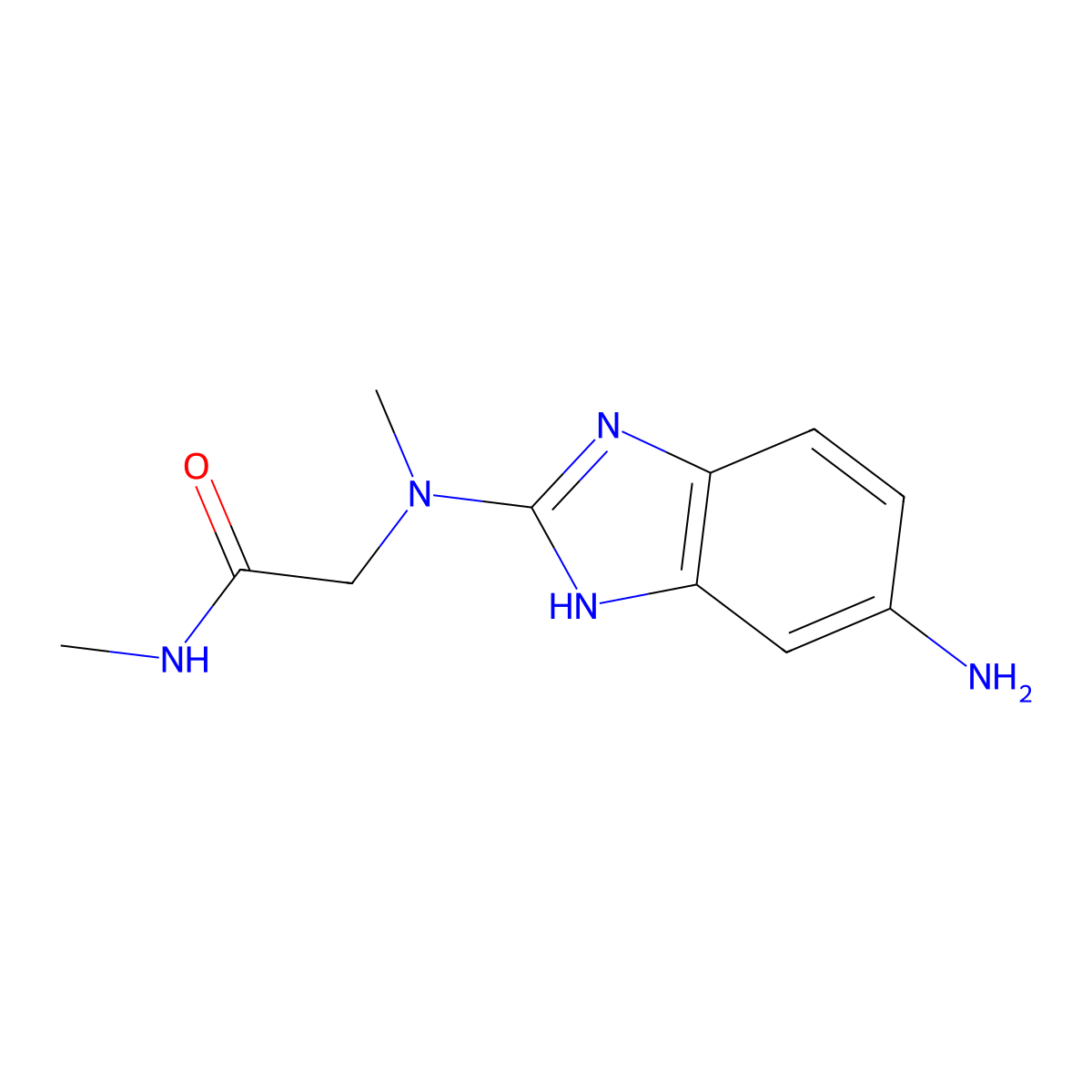 2-((5-amino-1H-1,3-benzodiazol-2-yl)(methyl)amino)-N-methylacetamide molecular structure, CAS 1506350-69-1