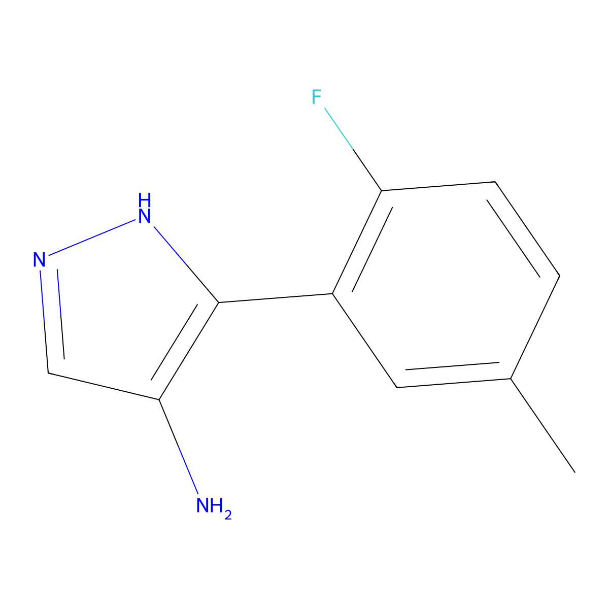 5-(2-fluoro-5-methylphenyl)-1H-pyrazol-4-amine molecular structure, CAS 1506355-19-6