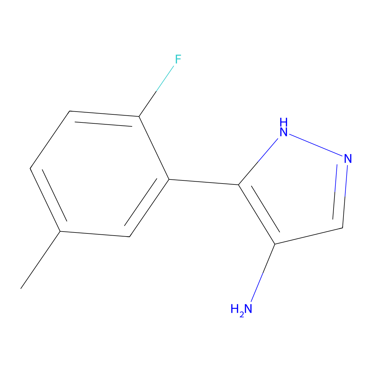 5-(2-fluoro-5-methylphenyl)-1H-pyrazol-4-amine molecular structure, CAS 1506355-19-6