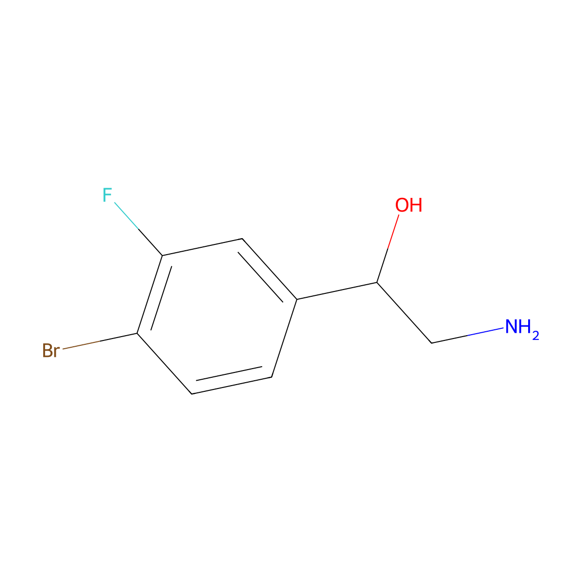 2-Amino-1-(4-bromo-3-fluorophenyl)ethan-1-ol molecular structure, CAS 1506359-53-0