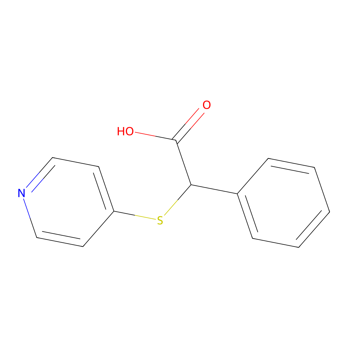 2-Phenyl-2-(pyridin-4-ylsulfanyl)acetic acid molecular structure, CAS 1506363-64-9