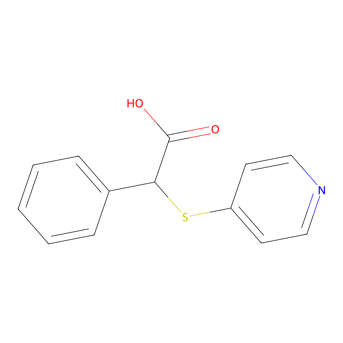 2-Phenyl-2-(pyridin-4-ylsulfanyl)acetic acid molecular structure, CAS 1506363-64-9