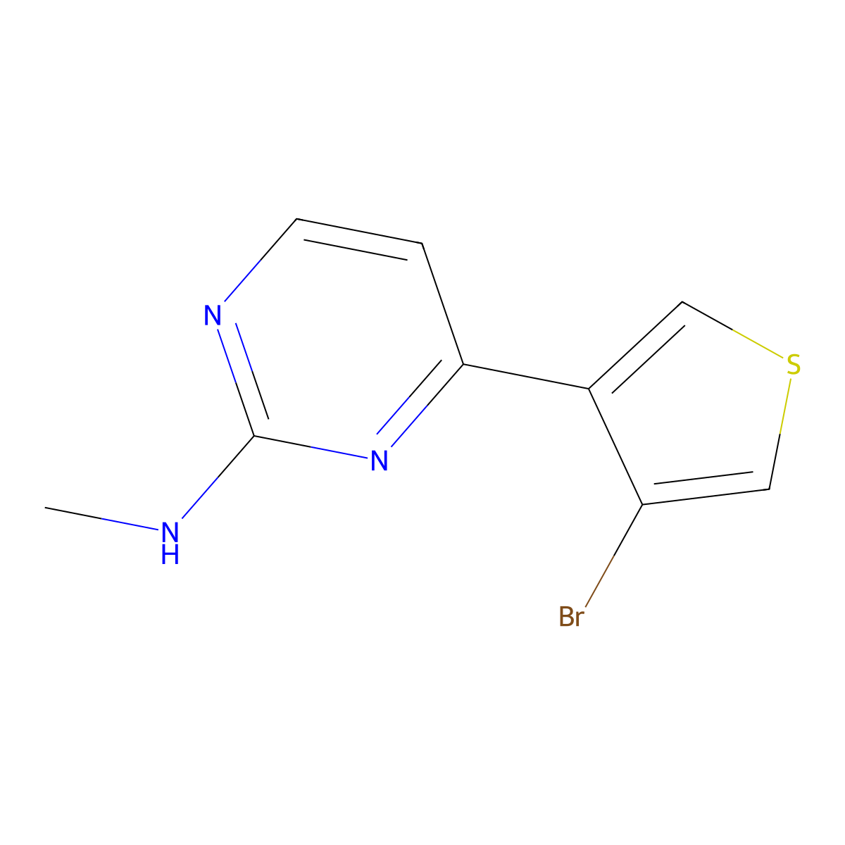 4-(4-bromothiophen-3-yl)-N-methylpyrimidin-2-amine molecular structure, CAS 1506364-44-8