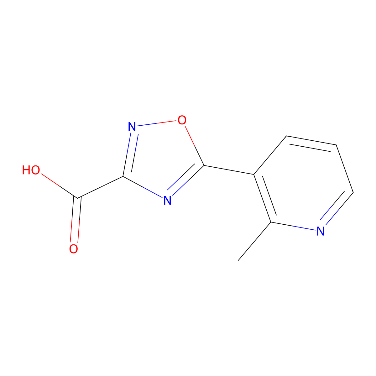 5-(2-Methylpyridin-3-yl)-1,2,4-oxadiazole-3-carboxylic acid molecular structure, CAS 1506397-08-5