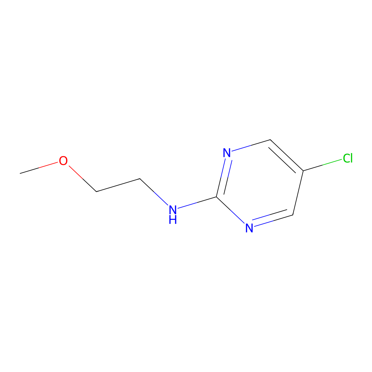 5-chloro-N-(2-methoxyethyl)pyrimidin-2-amine molecular structure, CAS 1506399-39-8