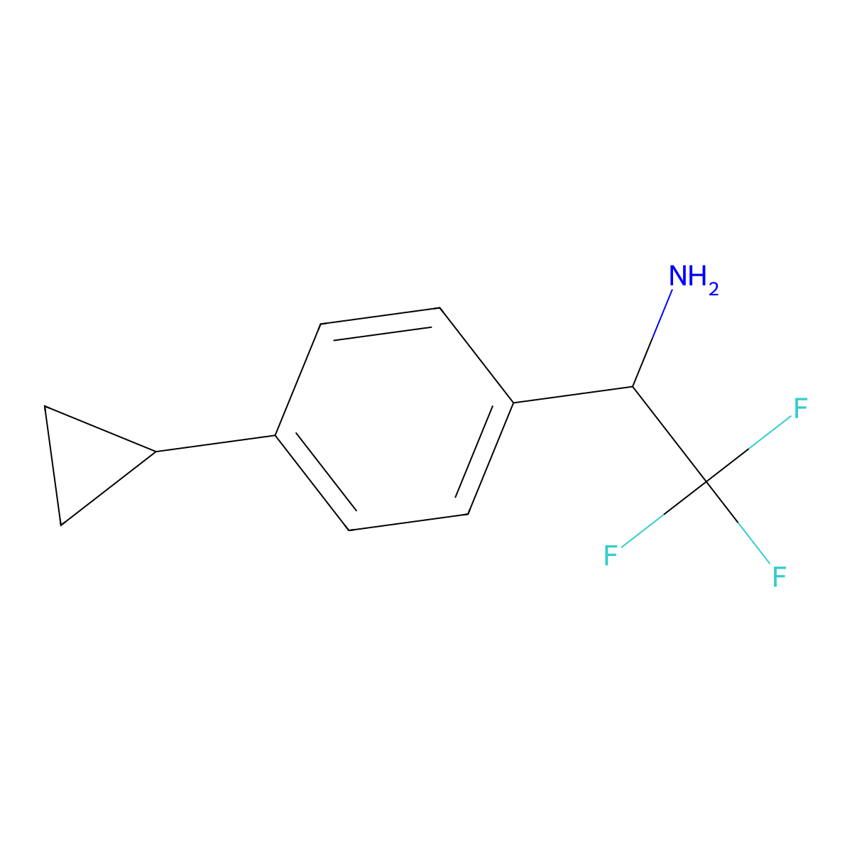 1-(4-Cyclopropylphenyl)-2,2,2-trifluoroethan-1-amine molecular structure, CAS 1506405-59-9