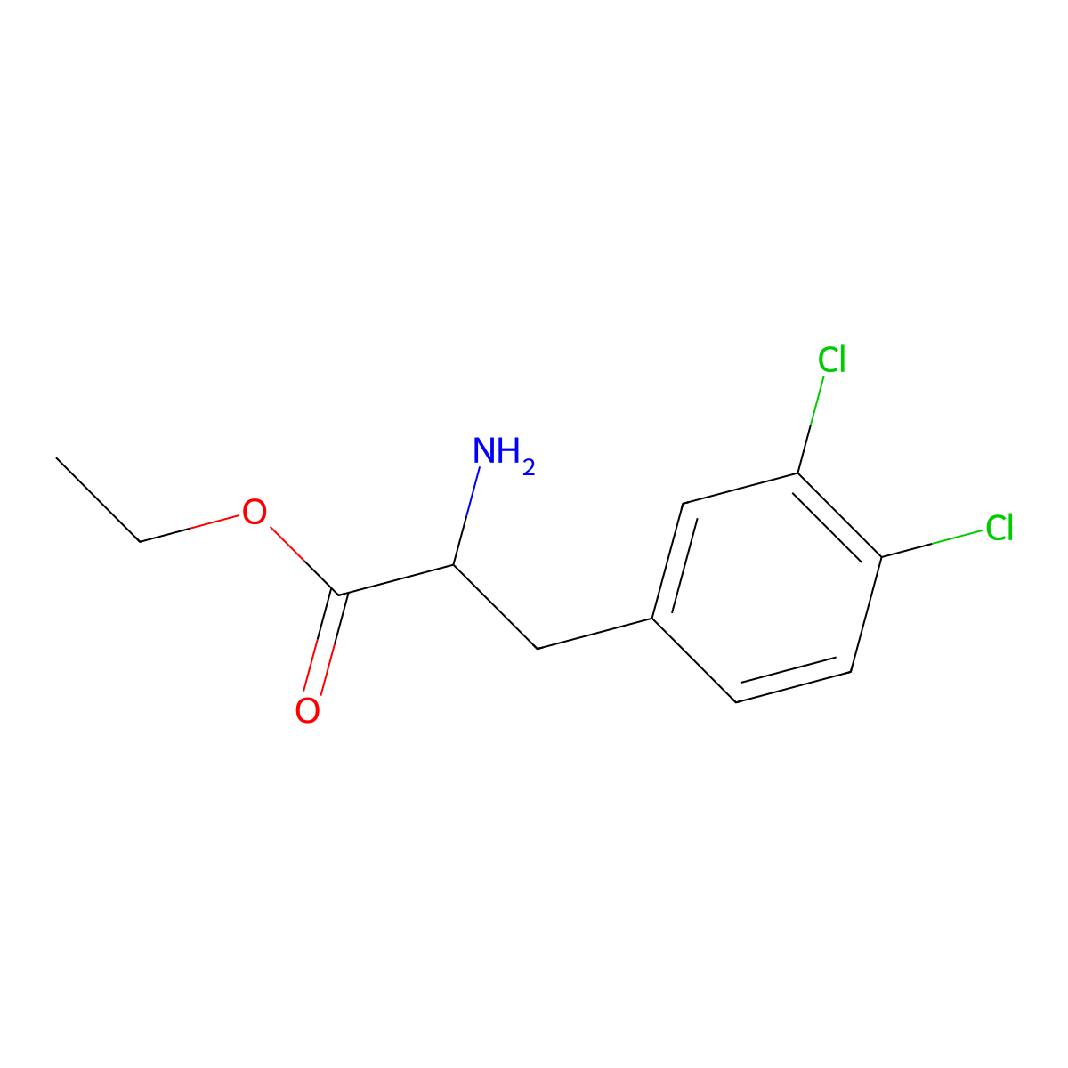 Ethyl (2S)-2-amino-3-(3,4-dichlorophenyl)propanoate molecular structure, CAS 150642-06-1