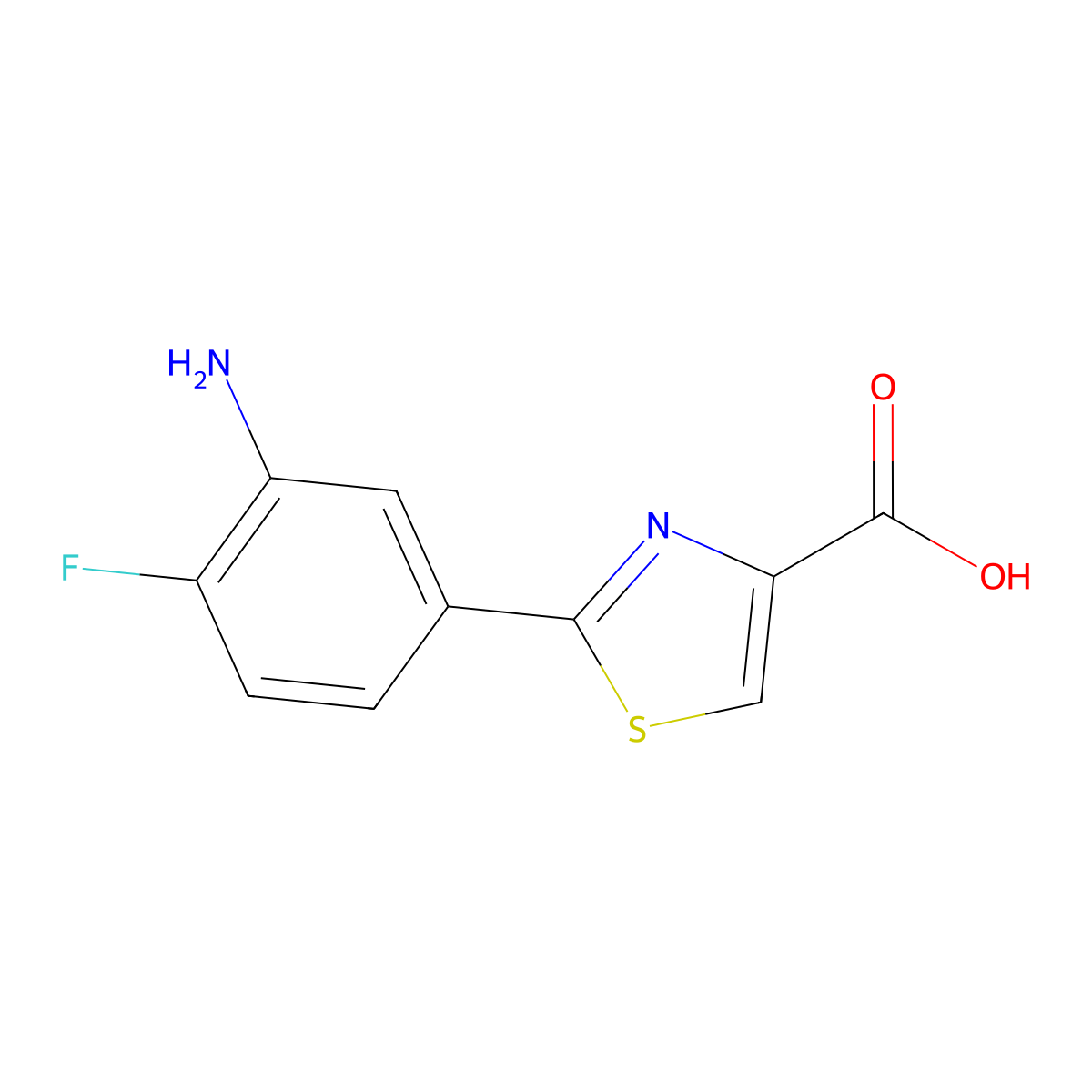 2-(3-Amino-4-fluorophenyl)-1,3-thiazole-4-carboxylic acid molecular structure, CAS 1506435-51-3